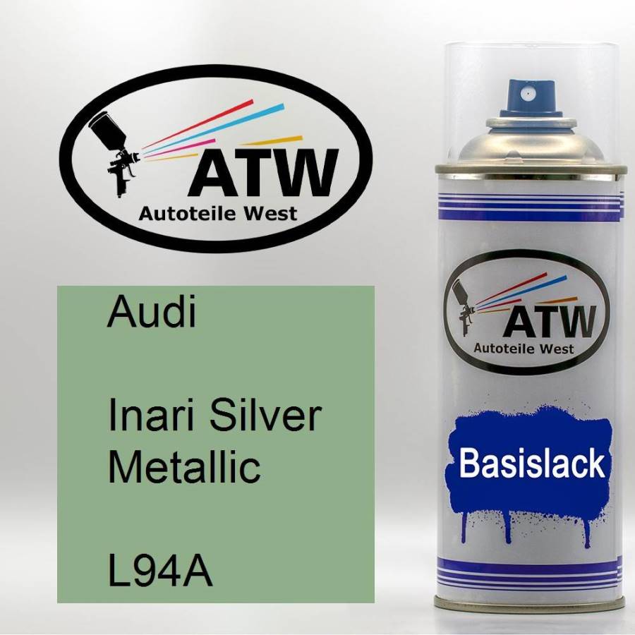 Audi, Inari Silver Metallic, L94A: 400ml Sprühdose, von ATW Autoteile West.